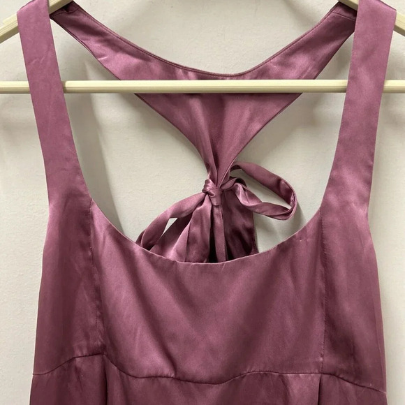 janet Womens Dress S Mauve Pink 100% Silk Bow Back Fairycore Coquette Babydoll - Picture 4 of 13